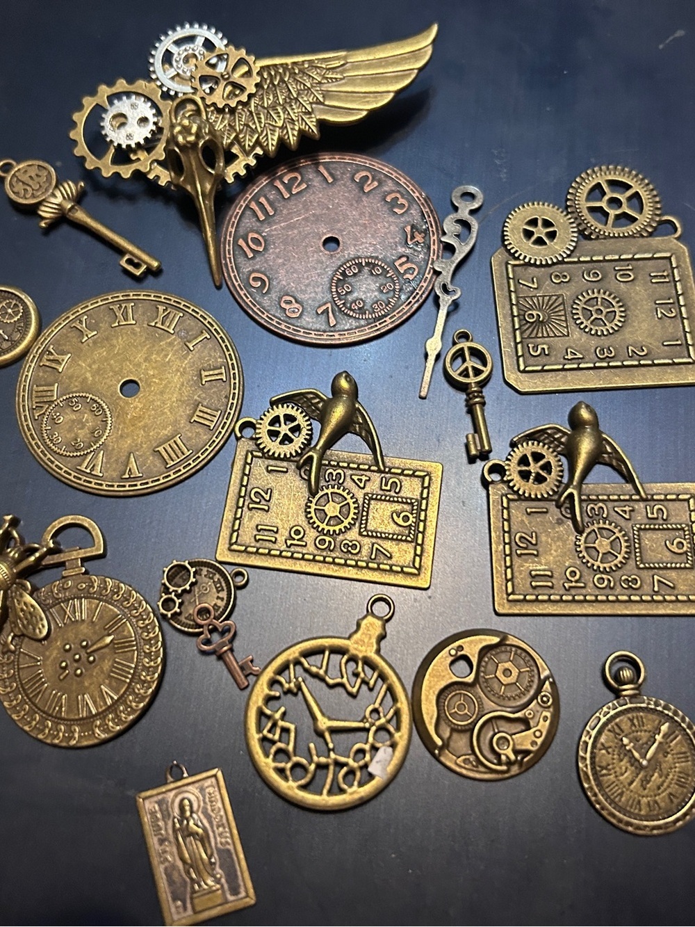 Steampunk Mixed Metal Charms Set - Antique Gold and Copper